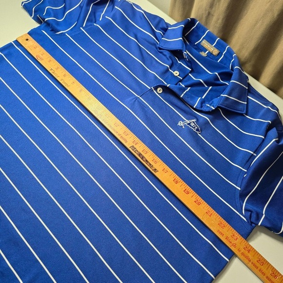 Peter Millar Men Summer Comfort Striped Polo Shirt Size Large Golf Casual Travel - Picture 9 of 11